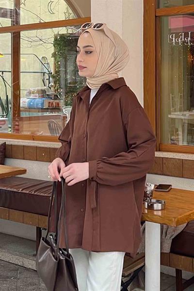 Kol Detaylı Gömlek 
Oversize Gömlek Acı Kahverengi