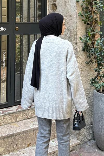 Geniş Kollu Kazak Gri