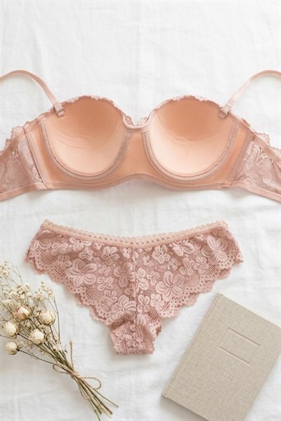 Toparlayıcı Özellik Çıkarılabilir Askı Lotus Sütyen Takım Somon