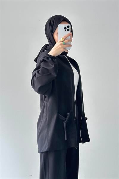 Biyeli Cepli İkili Takım Siyah