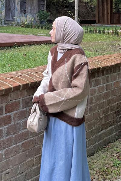 Baklava Desen Kazak Kahverengi