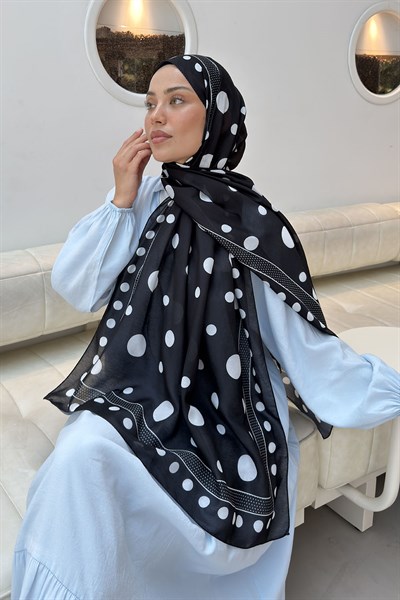 Puantiye Desen Soft Şal Siyah