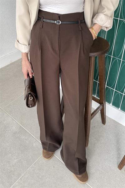 Yüksek Bel Pantolon Acı Kahverengi