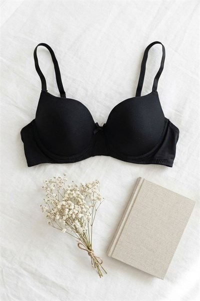 Desteksiz Kurdela Detay Sütyen Siyah