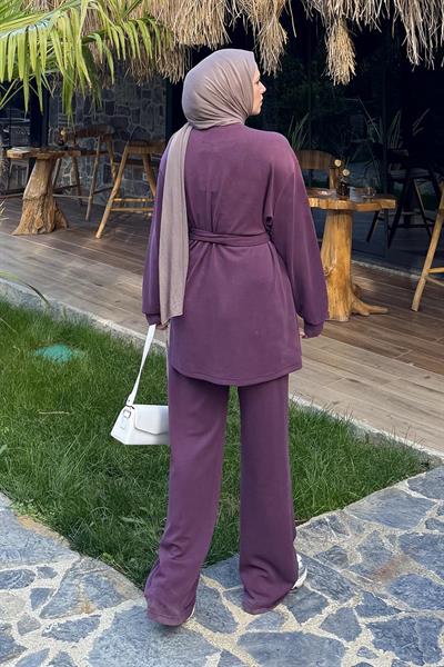 Bağlama Detaylı İkili Takım Bordo