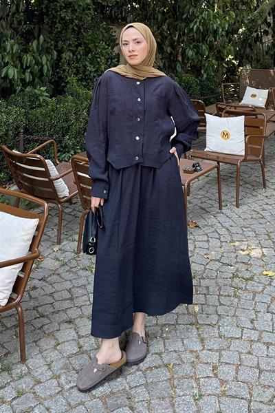 Etekli Tesettür Takım Siyah