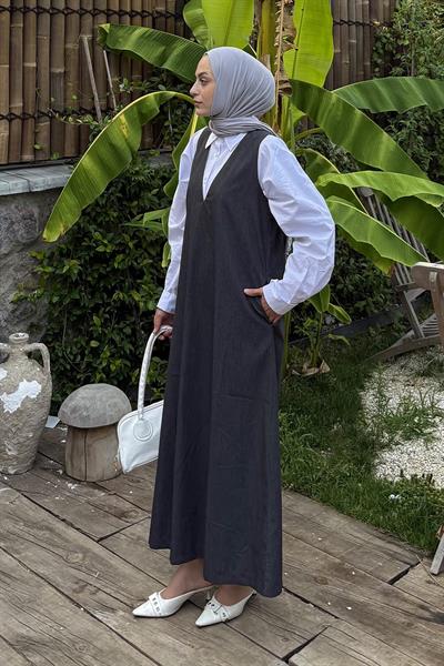V Yaka Tesettür Jile Antrasit