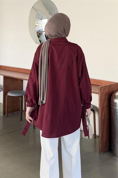 Kol Detaylı Gömlek 
Oversize Gömlek Bordo