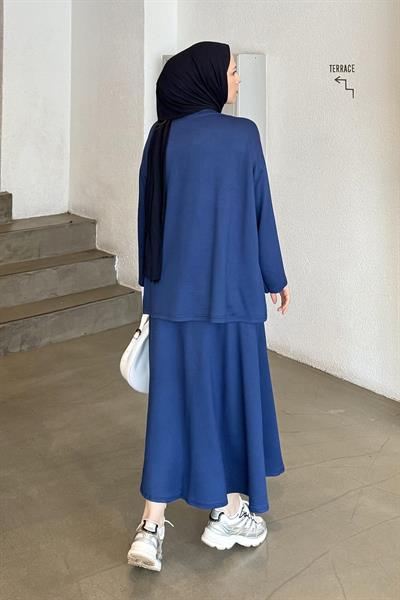 Kristal Kloş Etekli Tesettür Lacivert