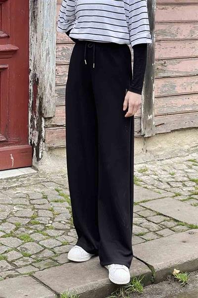 Modal Kumaş Bol Paça Eşofman Siyah