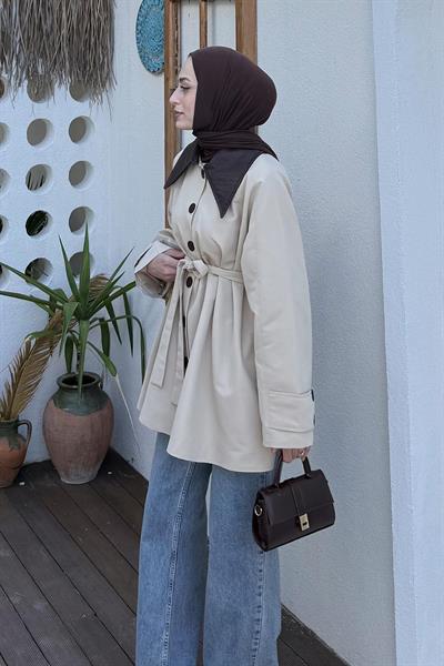 Garni Yaka Trençkot Bej