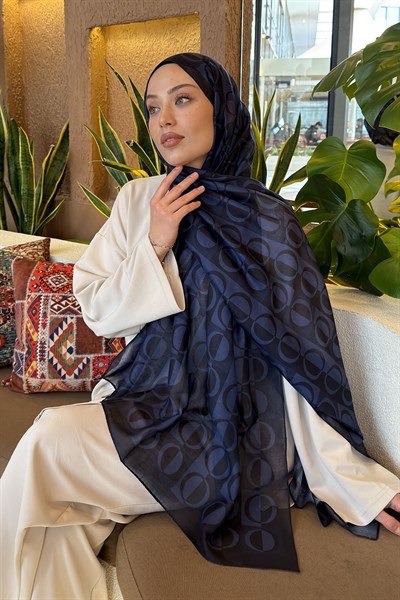 Halka Desen Ferah Şal Lacivert