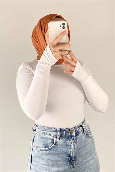 Eldiven Detaylı Balıkçı Yaka Body Beyaz