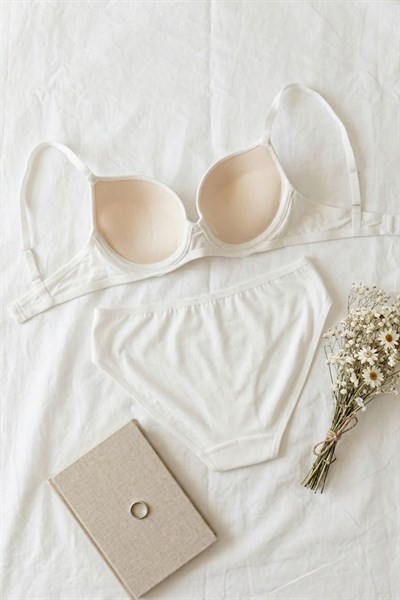 Penye Destekli Sütyen Takım Ekru