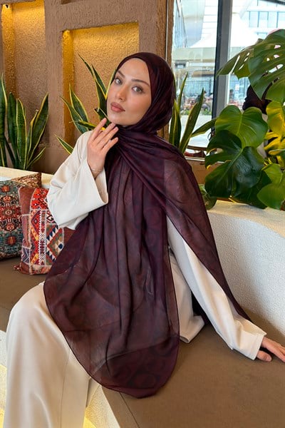 Halka Desen Ferah Şal Koyu Bordo