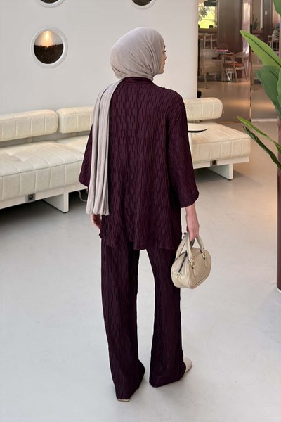 Raşel Kimono Takım Mürdüm
