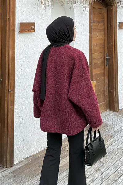 Bağlamalı Kaşe Kimono Bordo