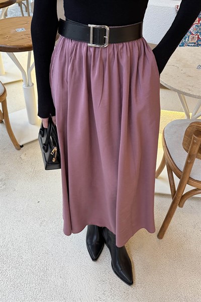 Cep Detaylı  Kloş Etek Gül Kurusu