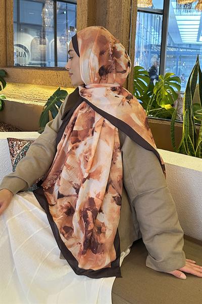 Gül Desen Bambu Şal Badem