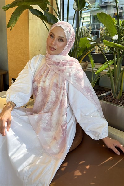 Gül Çiçek Desen Lara Soft Şal Şeker Pembesi