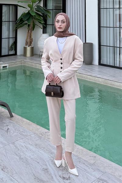 Pensli Ceket-Pantolon İkili Takım Taş