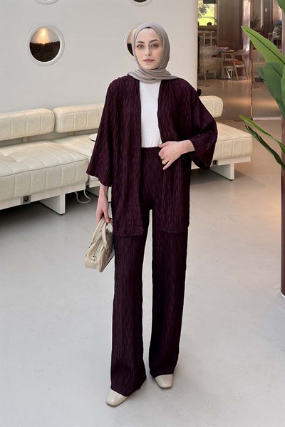 Raşel Kimono Takım Mürdüm