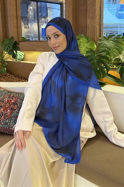 Batik Desen Soft Şal Saks Mavisi