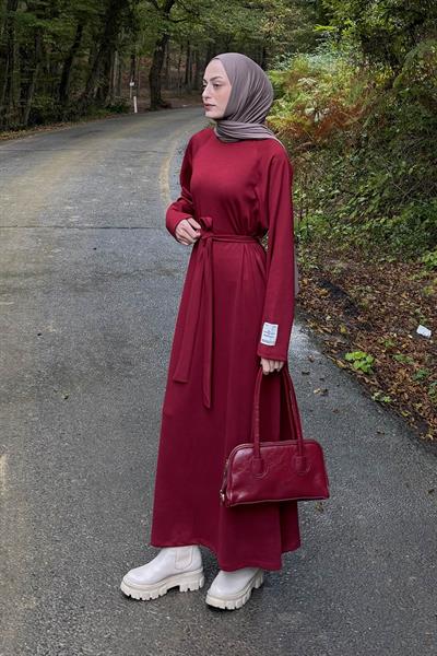 Arma Detaylı Elbise Bordo