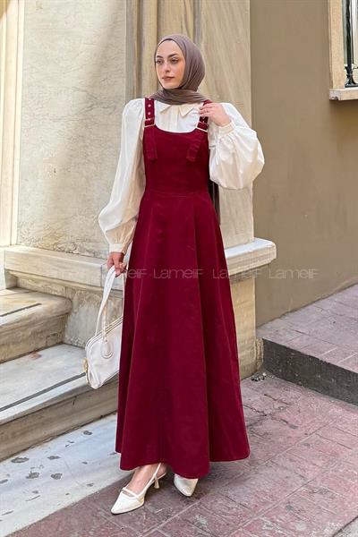 Askılı Gabardin Tesettür Jile Bordo