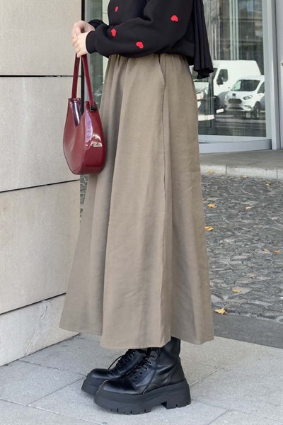 Cep Detaylı  Kloş Etek Koyu Yeşil