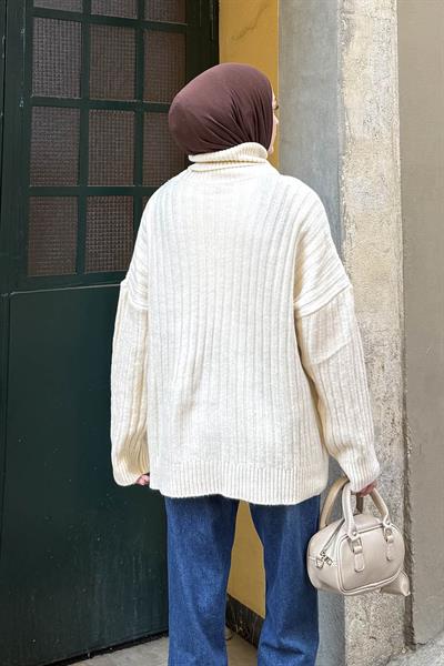 Balıkçı Yaka Kazak Natural