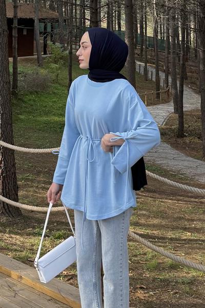 Yırtmaç Detaylı Sweat Bebe Mavisi