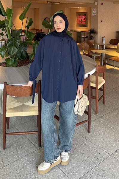 Kol Detaylı Gömlek 
Oversize Gömlek Lacivert
