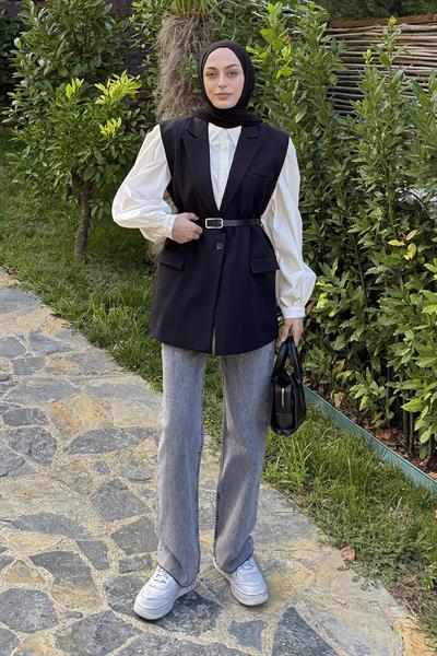 Cep Detaylı Yelek Siyah