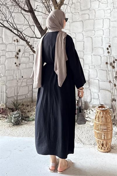 Pat Detaylı Elbise Siyah