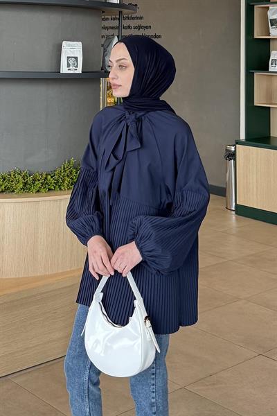 Bağlama Detaylı Tunik Lacivert