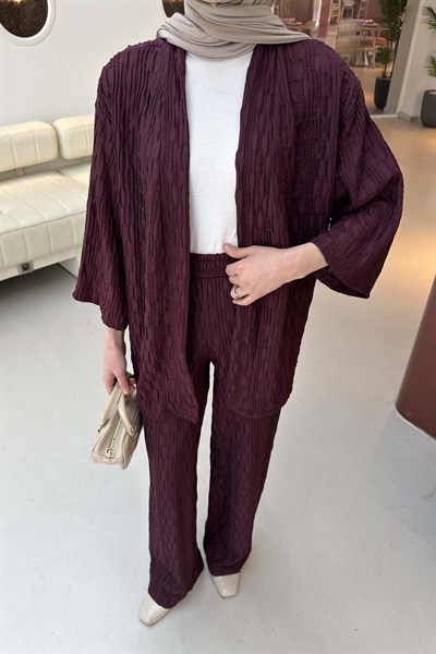 Raşel Kimono Takım Mürdüm