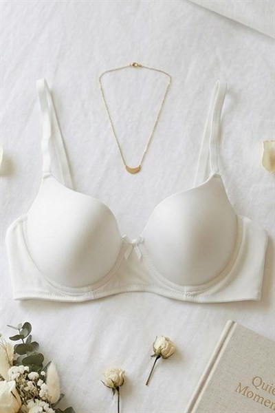 Desteksiz Kurdela Detay Sütyen Ekru