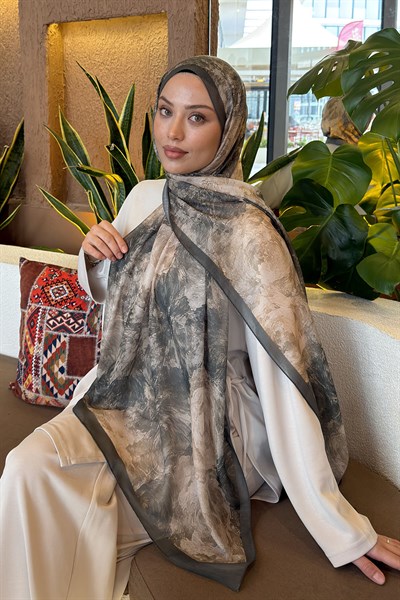 Gül Çiçek Desen Ferah Şal Yaprak Yeşili