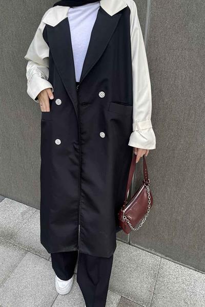 Retrica İki Renk Trençkot Ekru