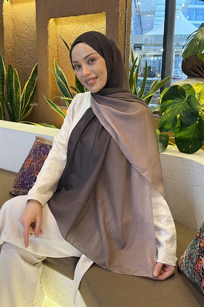 Degrade Desen Soft Şal Koyu Kahve