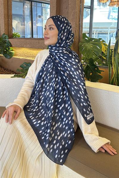 Ceylan Desen Soft Şal Lacivert