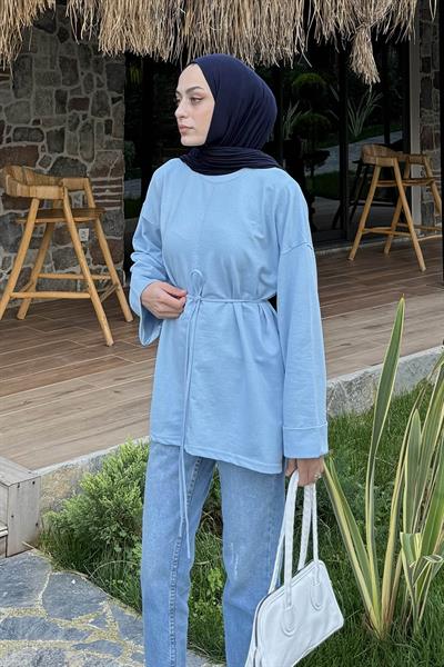 Yırtmaç Detaylı Sweat Bebe Mavisi