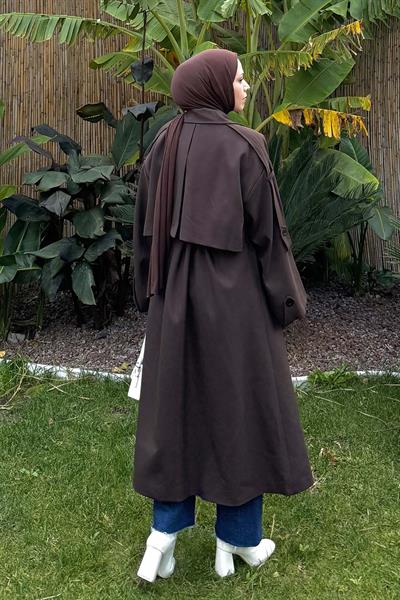 Kuşaklı Poliviskon Trenç Kahverengi