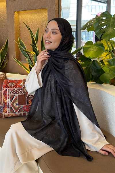 Etnik Desen Ferah Şal Siyah