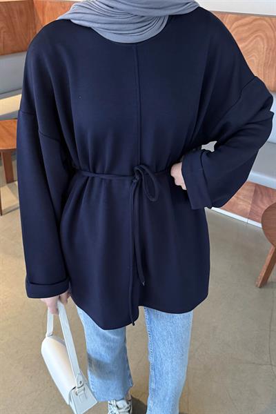 Bağlama Detaylı Sweat Lacivert