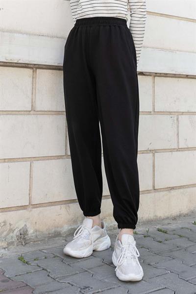 Bel Ve Paça Lastikli Eşofman Siyah