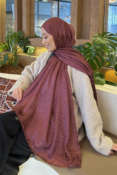 Bloom Desen Ayrobin Floş Jakar Şal Gül