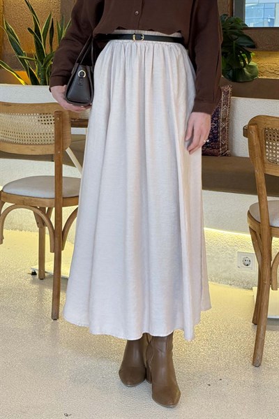 Cep Detaylı  Kloş Etek Krem