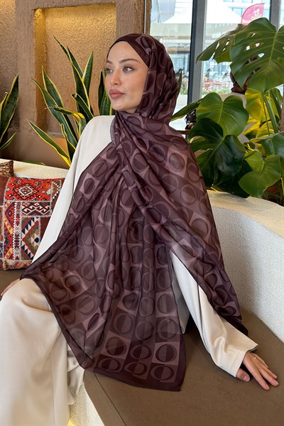 Halka Desen Ferah Şal Kahverengi